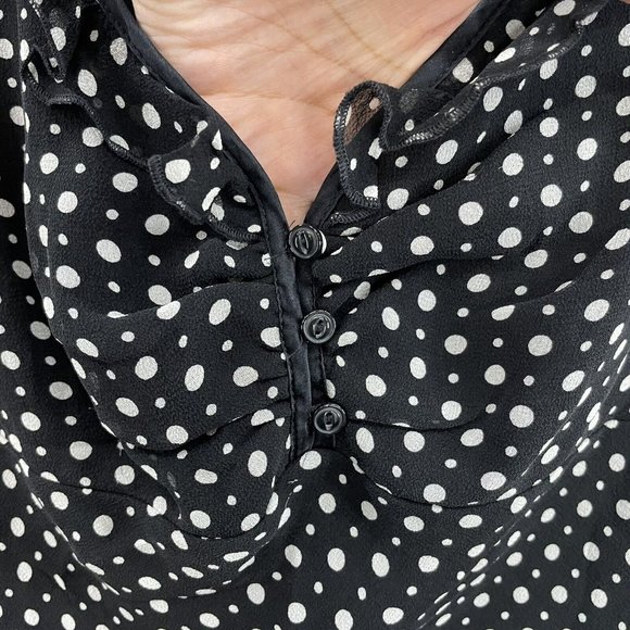 Express Black White Polka Dot 100% Silk Mesh Sleeveless Blouse Womens 4 S Small - Picture 4 of 9